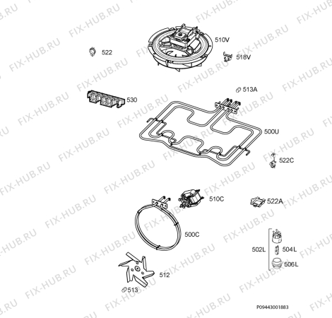 Взрыв-схема плиты (духовки) Zanussi ZCV642MX - Схема узла Electrical equipment